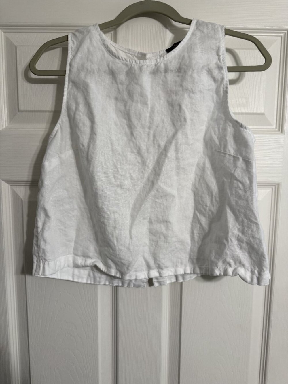 Quince 100% European Linen Cropped Tank White - M - Picture 3 of 6